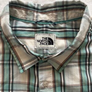 The North Face Men's Casual Plaid Shirt - Green and Tan